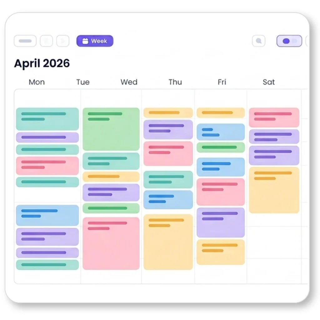 Flowo week calendar with scheduled tasks